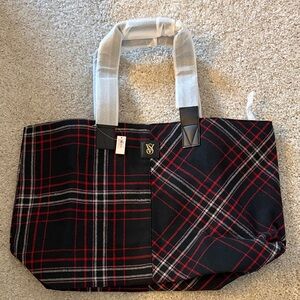 Victoria Secret Plaid Tote Bag with Red and Black Design